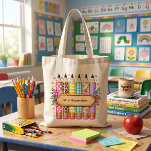 Tote Bag Crayon de dessin animé personnalisé mignon pour en