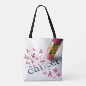 Tote Bag Crayon rose Effacer le texte du cancer (Dos)