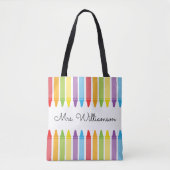 Tote Bag Crayons arc-en-ciel personnalisés Appréciation de  (Devant)