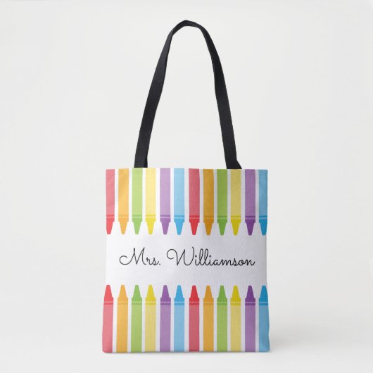 Tote Bag Crayons arc-en-ciel personnalisés Appréciation de (Devant)