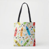 Tote Bag Crayons Dansants Drôles Avec Notes De Musique Prof (Devant)