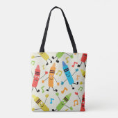 Tote Bag Crayons Dansants Drôles Avec Notes De Musique Prof (Dos)