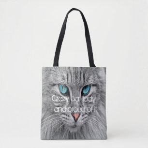 Tote Bag Crazy cat lady personnalisée famille animal de com
