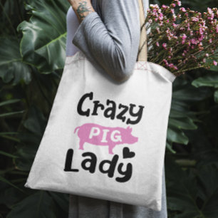 Tote Bag Crazy Cochon Lady drôle porc