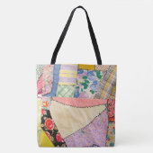 Tote Bag Crazy Patchwork Quilt Avec Zigzag Stitch (Devant)