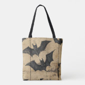Tote Bag Cream Denim Grunge Patchwork avec Chauves-souris (Dos)