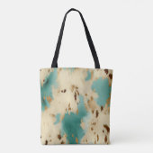 Tote Bag Cream Gold Turquoise Cowhide Animal (Dos)