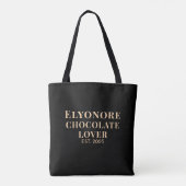 Tote Bag Cream Script Name Established Chocolate Lover (Dos)