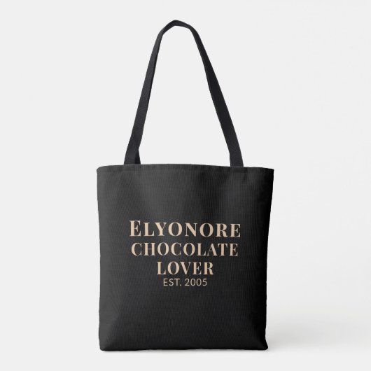 Tote Bag Cream Script Name Established Chocolate Lover (Dos)
