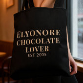 Tote Bag Cream Script Name Established Chocolate Lover