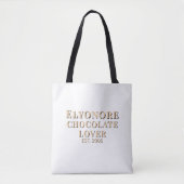Tote Bag Cream Script Name Established Chocolate Lover (Devant)