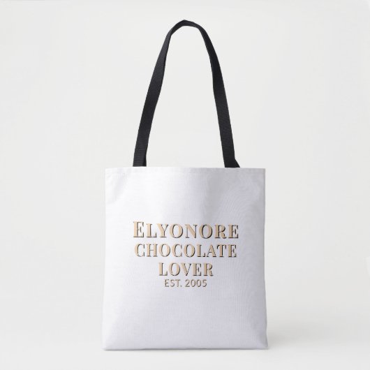 Tote Bag Cream Script Name Established Chocolate Lover (Devant)