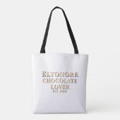 Tote Bag Cream Script Name Established Chocolate Lover (Dos)
