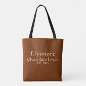 Tote Bag Cream Script Name Established Chocolate Lover (Dos)