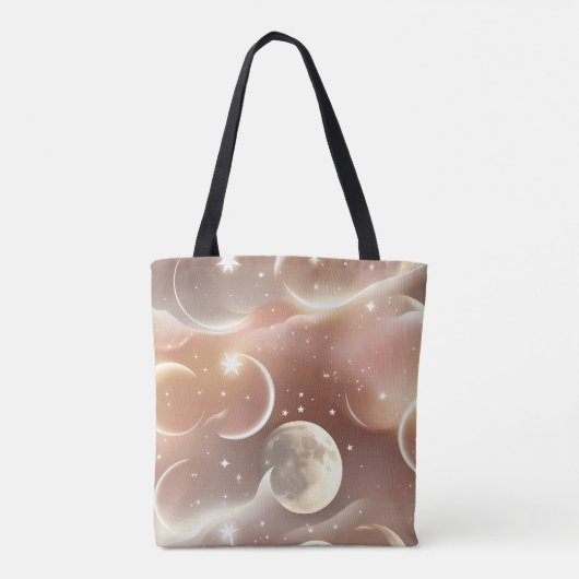 Tote Bag Creamy Ivory Peach Moon Soft Glow (Dos)