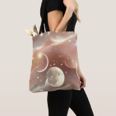 Tote Bag Creamy Ivory Peach Moon Soft Glow (De près)