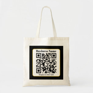 Tote Bag Create Your Own QR Code Black White Gold Border