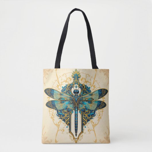 Tote Bag Création artistique de libellule complexe (Devant)