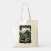 Tote Bag Création Écossaise : Vache des Highlands, Château (Dos)