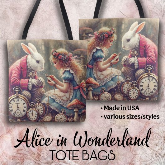 Tote Bag Creative Alice in Wonderland Vintage Art