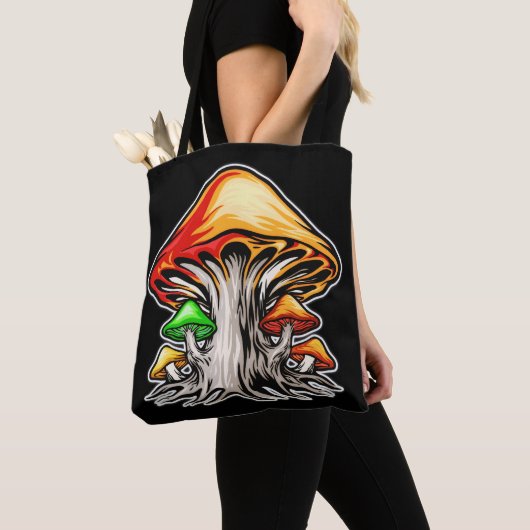 Tote Bag Creative Earthy Psychedelic Mushroom Art (De près)