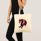 Tote Bag Créature mythique Dragon Rouge Noir (Devant (produit))