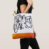 Tote Bag Creepin' it real avec un motif fantôme mignon (De près)