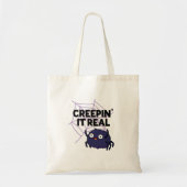 Tote Bag Creepin It Real Funny Halloween Spider Pun (Devant)