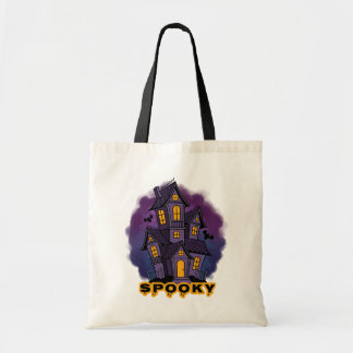 Tote Bag Creepy Purple Mansion Spooky Haunted House