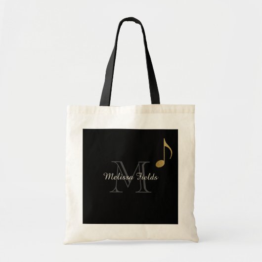 Tote Bag créer votre propre musique monogrammée noire (Devant)