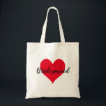 Tote Bag Créez votre propre coeur rouge<br><div class="desc">Créez votre propre cadeau de remerciement personnalisé pour un sac fourre-tout d'honneur ou une servante d'honneur chez votre mariage. Si vous changez la couleur arrière - plan sur ce design, vous changerez la couleur de la jolie forme de coeur rouge vif. Vous pouvez modifier la taille du coeur en zoomant...</div>