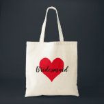 Tote Bag Créez votre propre coeur rouge<br><div class="desc">Créez votre propre cadeau de remerciement personnalisé pour un sac fourre-tout d'honneur ou une servante d'honneur chez votre mariage. Si vous changez la couleur arrière - plan sur ce design, vous changerez la couleur de la jolie forme de coeur rouge vif. Vous pouvez modifier la taille du coeur en zoomant...</div>