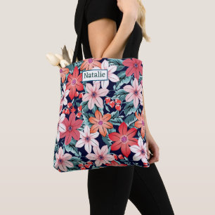 Tote Bag Créez votre propre Floral et texte été vert blanc