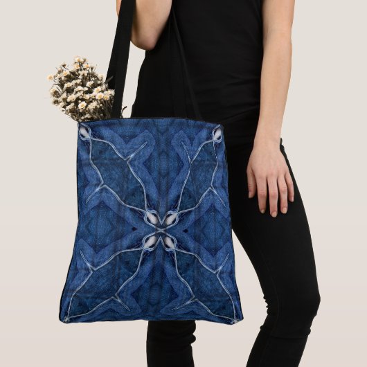 Tote Bag Créez Votre Propre Impression de Denim Bleu Profon (De près)