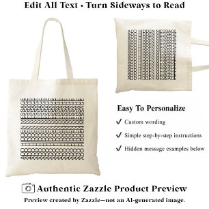Tote Bag Créez Votre Propre Long Message Caché 148B Nouveau