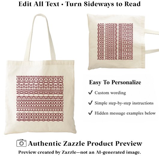 Tote Bag Créez Votre Propre Message Caché Long & Nom Brgndy
