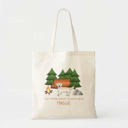 Tote Bag Crème Anglaise Golden Retriever Camping Dans Une F (Devant)