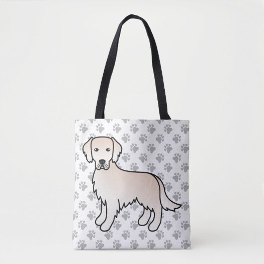 Tote Bag Crème anglaise Golden Retriever Cartoon Chien & Pw (Devant)