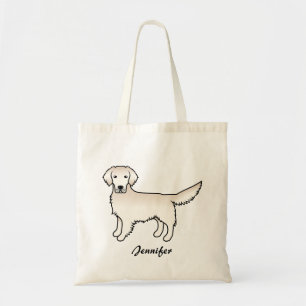 Tote Bag Crème anglaise Golden Retriever Dessin Dog & Nom