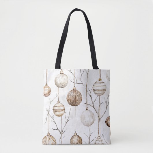 Tote Bag Crème biologique Tan ornements de Noël (Devant)