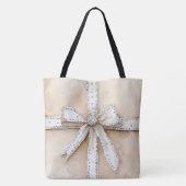Tote Bag Crème blanc Argent brillant Bow (Dos)