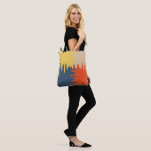Tote Bag Crème bleu rouge jaune (Sur le modèle)