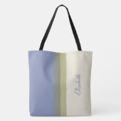 Tote Bag Crème bleue moderne Vert Nom personnalisé Bloc de  (Dos)