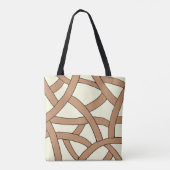 Tote Bag Crème brun design rayé à la main (Dos)