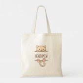 Tote Bag Crème Chat Pékin derrière Nom Personnalisé (Dos)