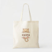 Tote Bag Crème Chat Pékin derrière Nom Personnalisé (Devant)