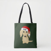 Tote Bag Crème Dachshund mignonne Père Noël Chien Noël Pers (Devant)