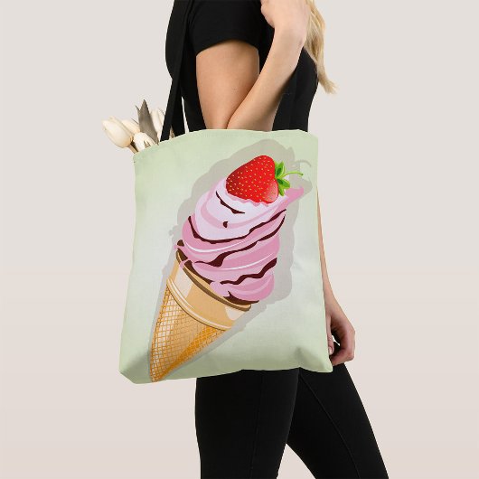 Tote Bag Crème De Glace À La Fraise