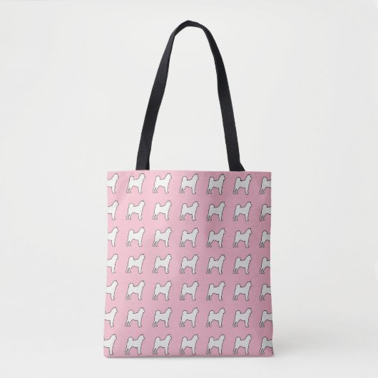 Tote Bag Crème de silhouette de Shiba Inu (Devant)