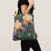 Tote Bag Crème et Iris pourpre (De près)
